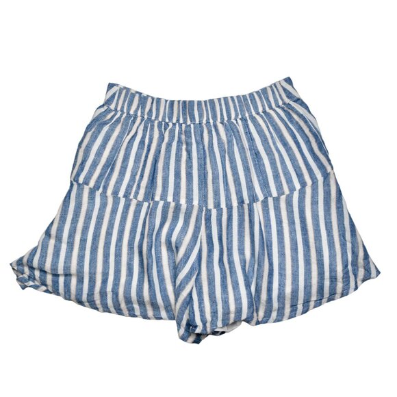 American Eagle Women's Blue and White Striped Ruffle Shorts, size Small - Picture 2 of 12